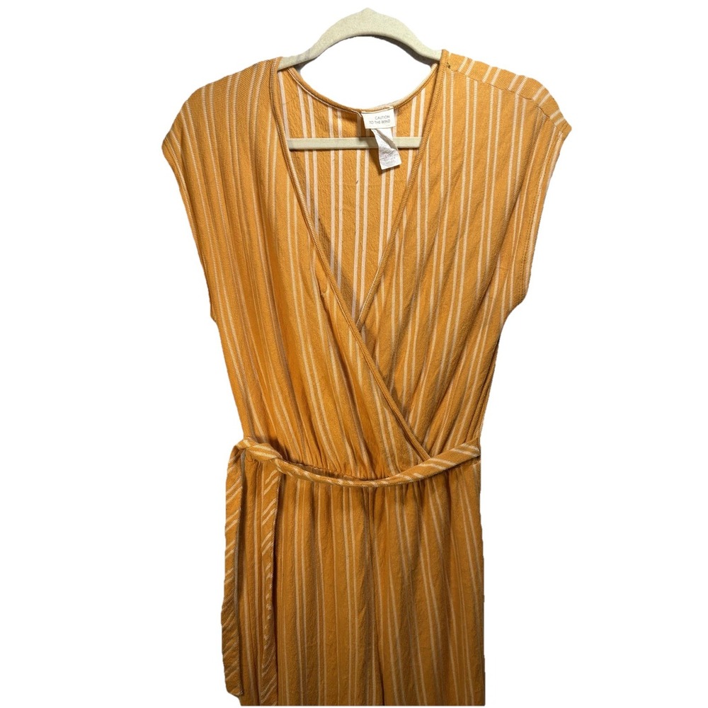 Caution To The Wind Jumpsuit‎ Womens Large Striped Belted Boho Romper - Picture 8 of 11